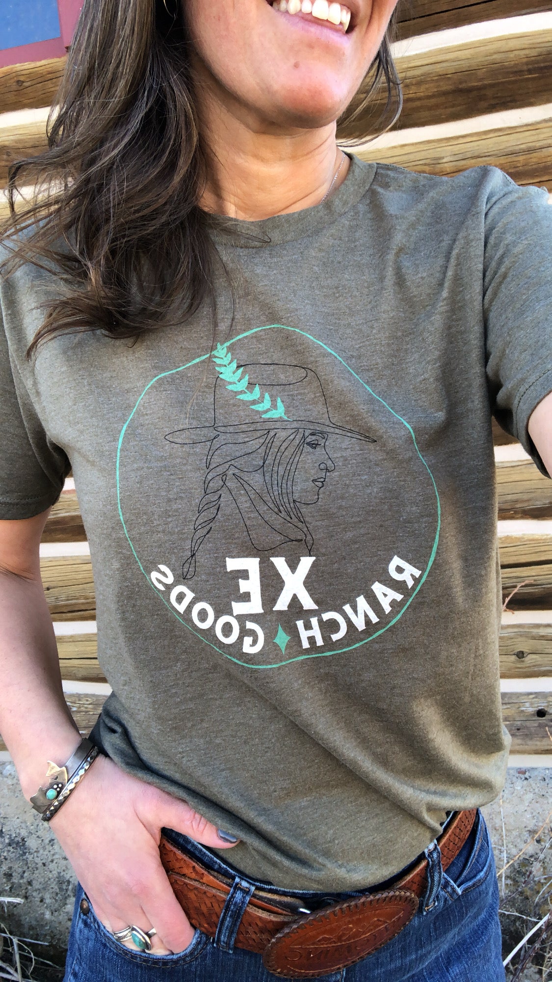 Herbal Cowgirl T-shirt Olive